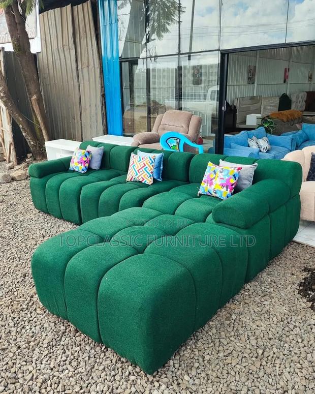 7 Seaters Bubble L Shape Light Gray and Color Green  - thumbnail 2