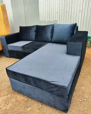 6 Seaters L Shape Color Black + Free Throw Pillows