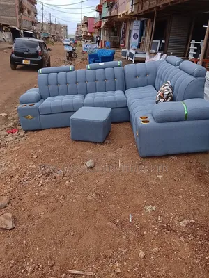 L Shape Best Quality Finishing+ Footrest 6seater Gray
