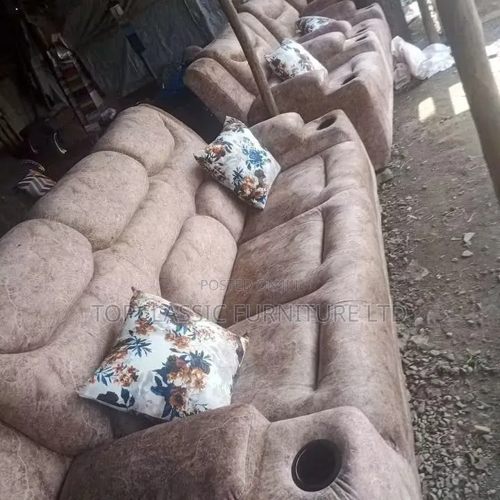 3seater Leather Fiber+ Spring Cream 