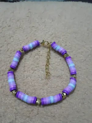 Purple-Themed Clay Bead Bracelet