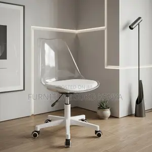Home Chair; 360 Swivel White Clear Home Chair