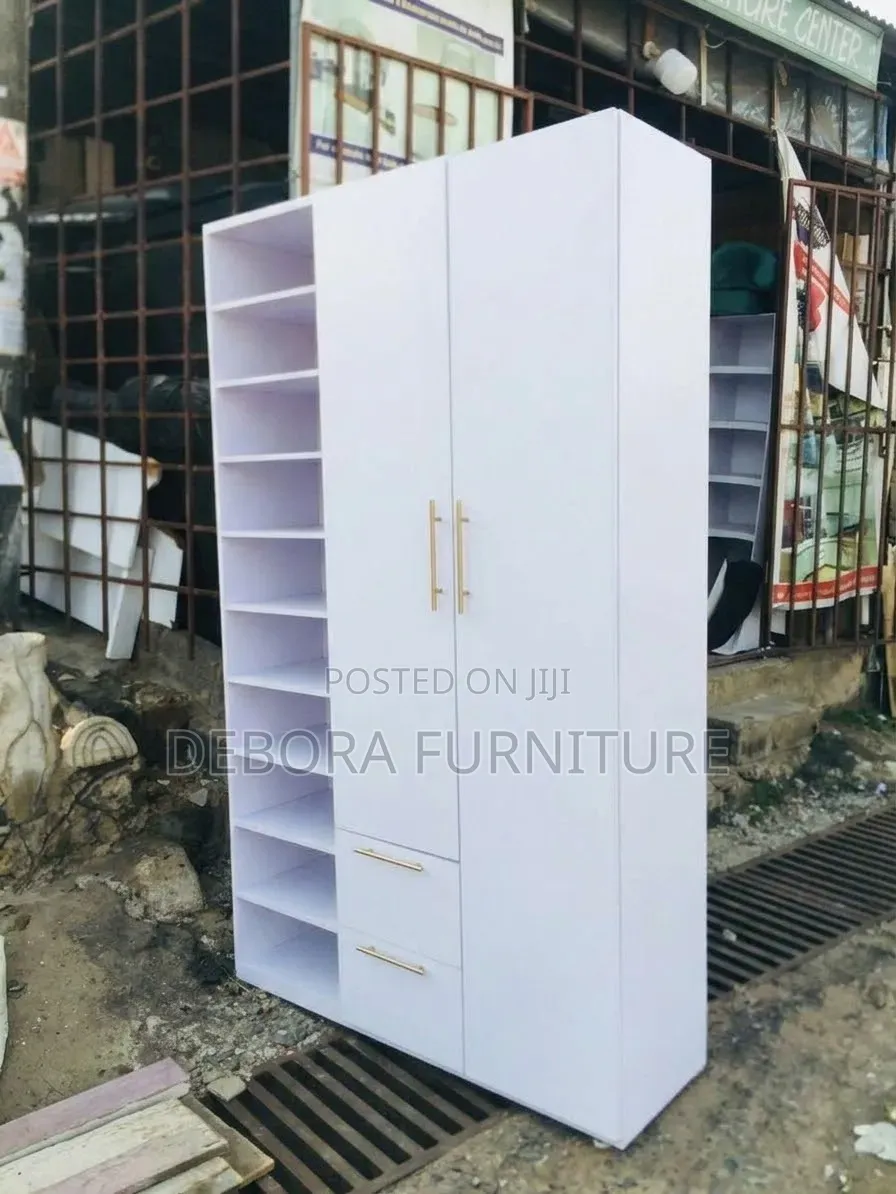Space-Saving 2-Door Wardrobe With Built-in 10-Tier Storage Rack