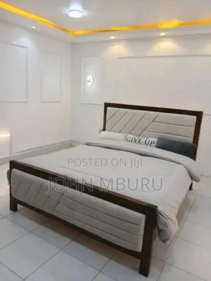 Chocolate Bed With Cream White Material 5*6