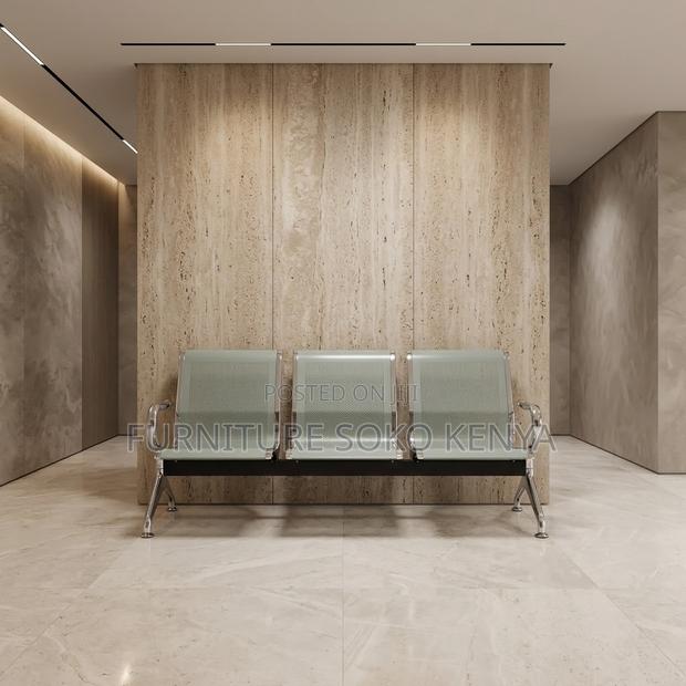 Office Bench; Stainless Three Link Reception Bench - main view