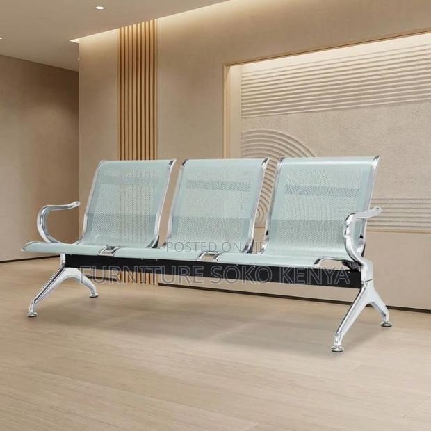 Office Bench; Stainless Three Link Reception Bench - thumbnail 2