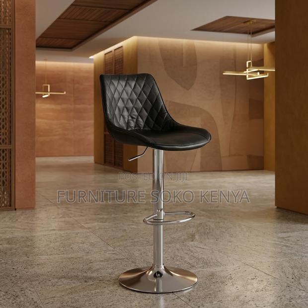 Barstools; Leather High Height Swivel Adjustable Barstools - thumbnail 4