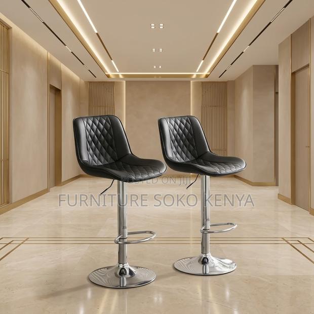 Barstools; Leather High Height Swivel Adjustable Barstools - thumbnail 6