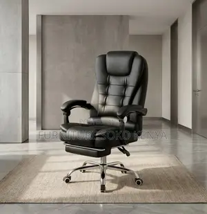 Office Chairs; Home Office Leather Chair With Folding Footrest