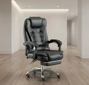 Office Chairs; Home Office Leather Chair With Folding Footrest