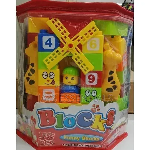 58pc Kids Educational Building Blocks With Number Blocks & Figures