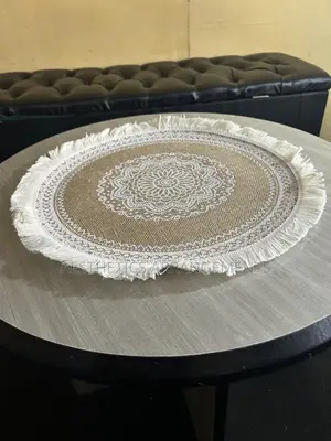 Round Brown Table Mat With White Edge