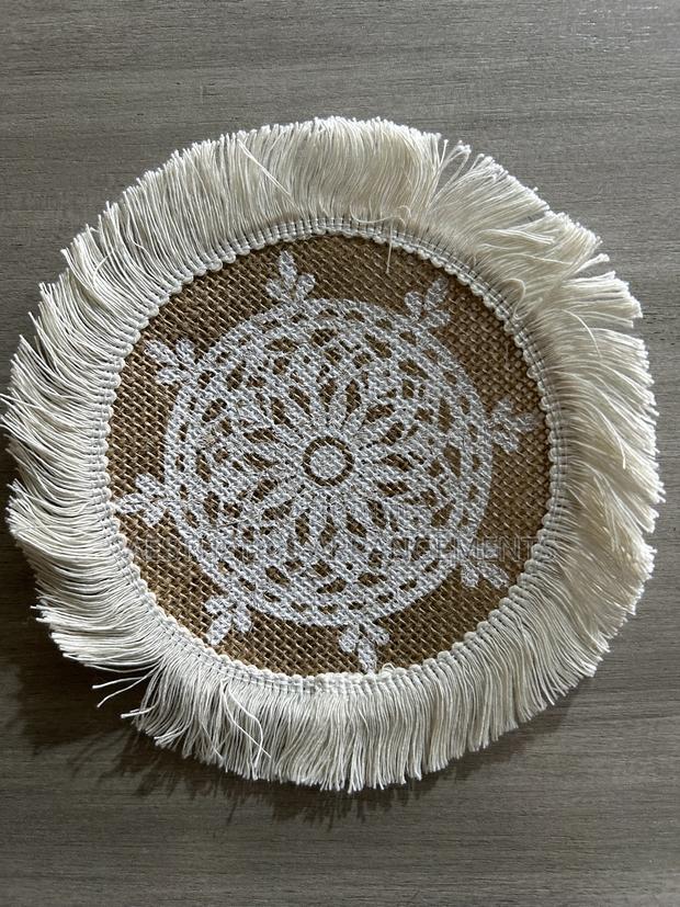 Khaki Coaster With White Ship Helm and Off-White Tassels