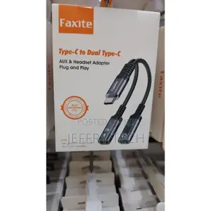 Faxite Type-C to Dual Type-C AUX & Headset Adapter Fat Charge & Audio