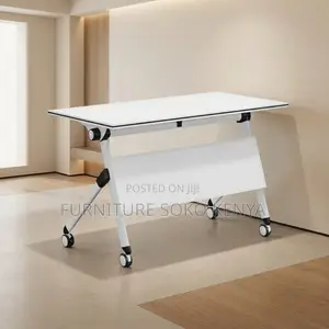 Office Desk; White 120cm Foldable Training Meeting Table
