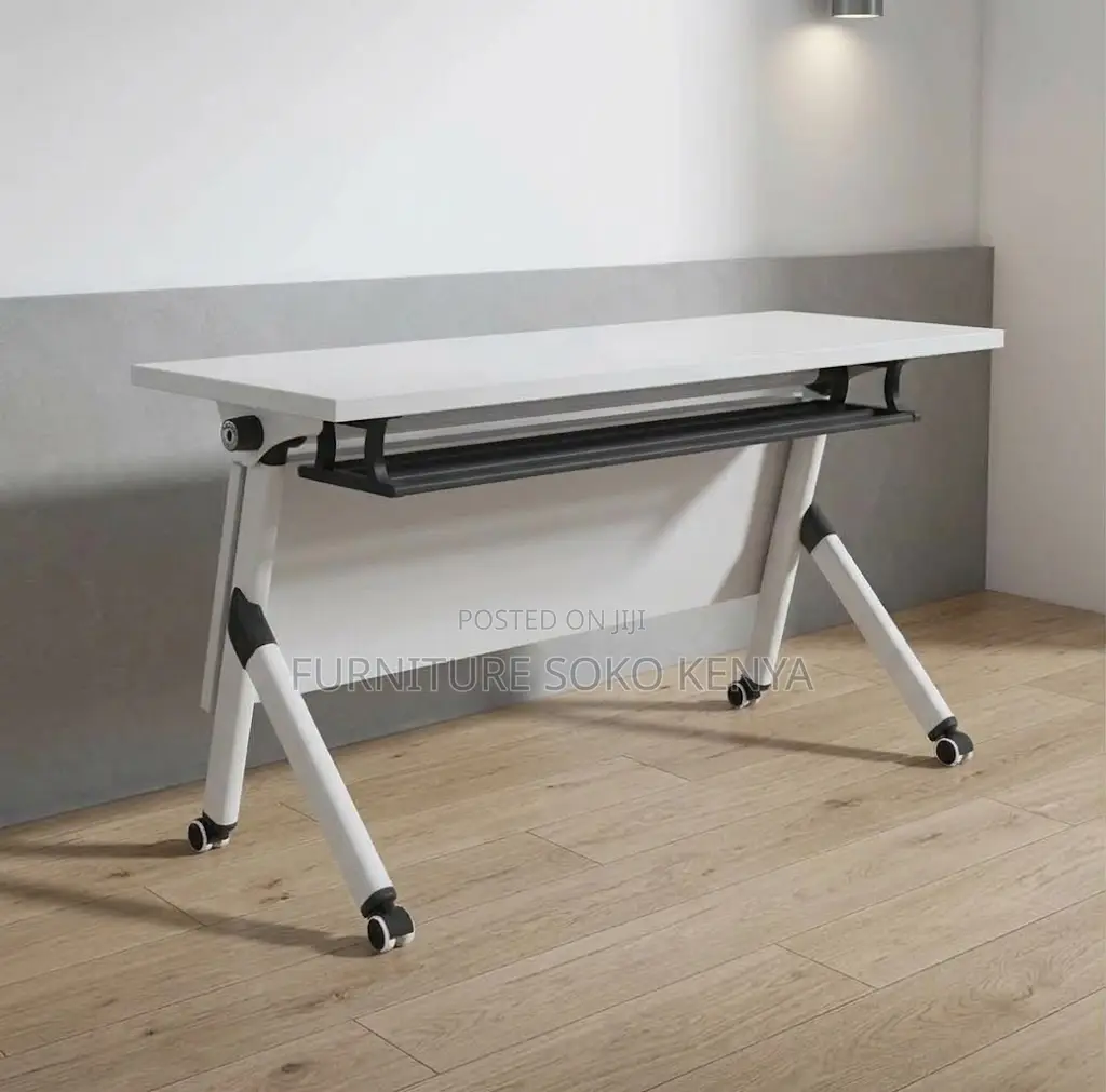 Office Desk; White 120cm Foldable Training Meeting Table