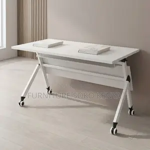 Office Desk; White 120cm Foldable Training Meeting Table
