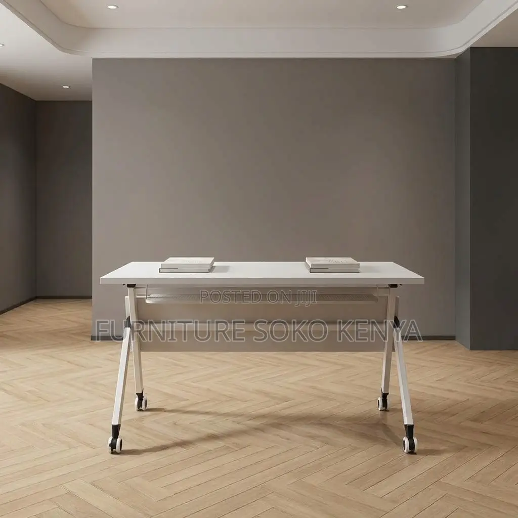 Office Desk; White 120cm Foldable Training Meeting Table