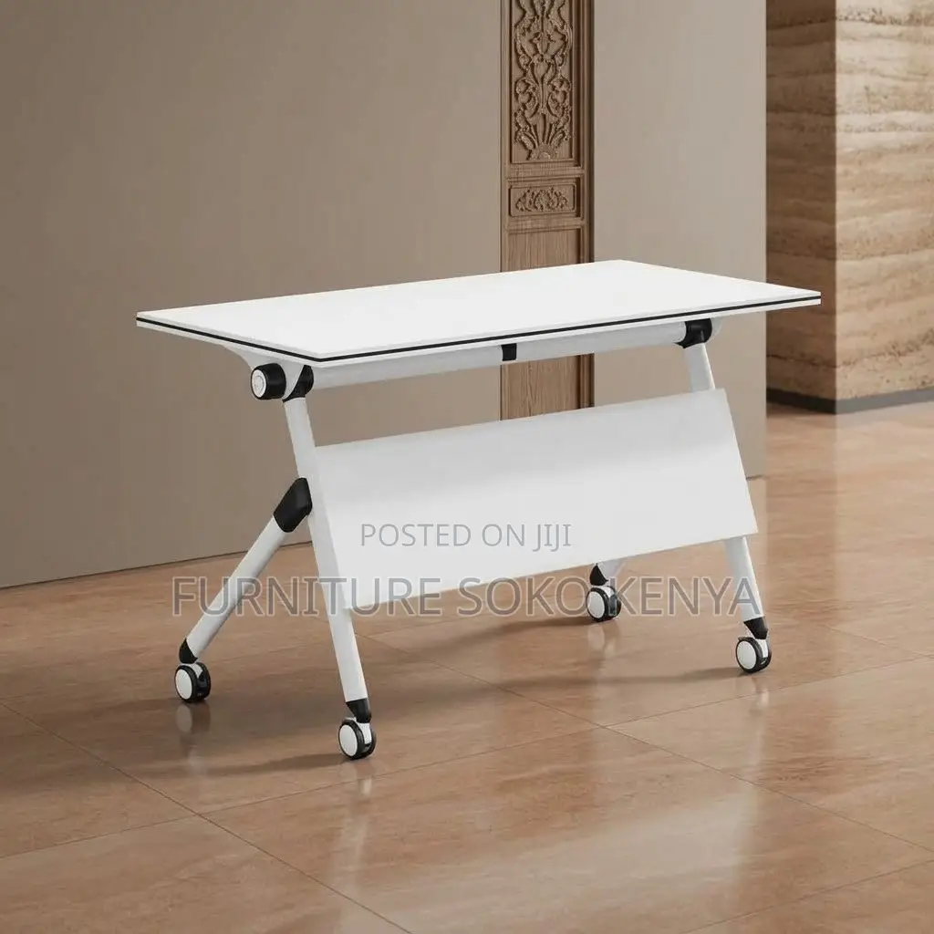 Office Desk; White 120cm Foldable Training Meeting Table