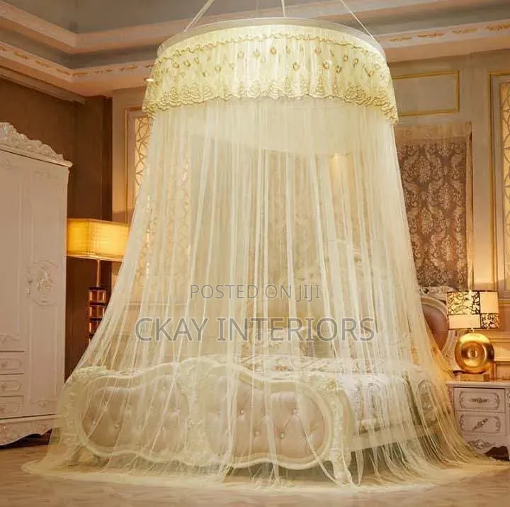 Beautiful Purple and Cream Round Nets for Comfortable Sleeping.