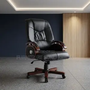 Office Chair; Heavy Leather High Back Executive CEO Chair