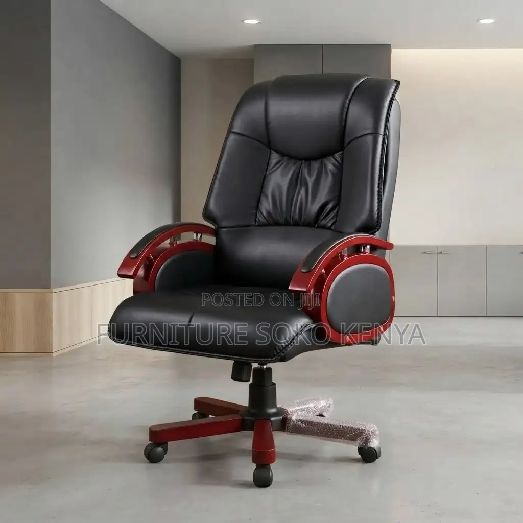 Office Chair; Heavy Leather High Back Executive CEO Chair