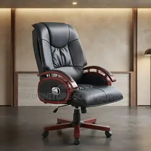 Office Chair; Heavy Leather High Back Executive CEO Chair