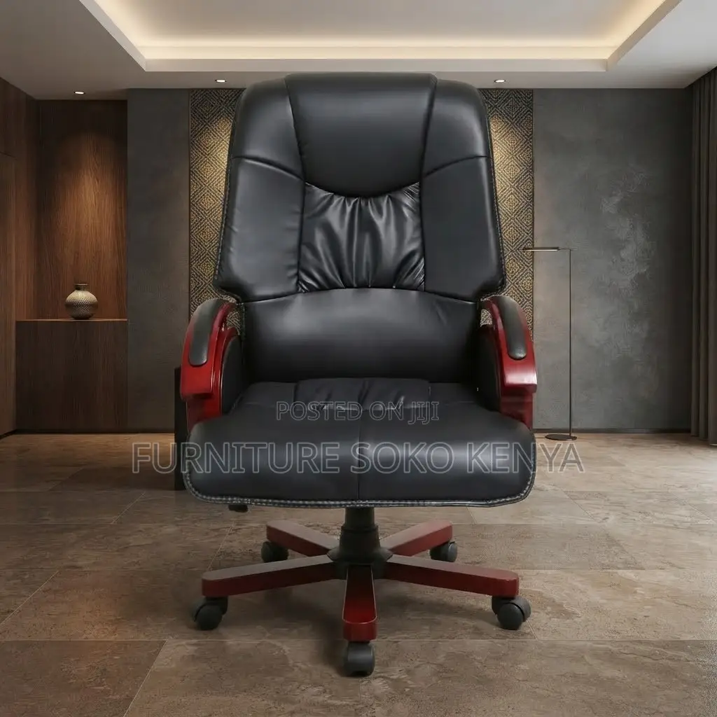 Office Chair; Heavy Leather High Back Executive CEO Chair
