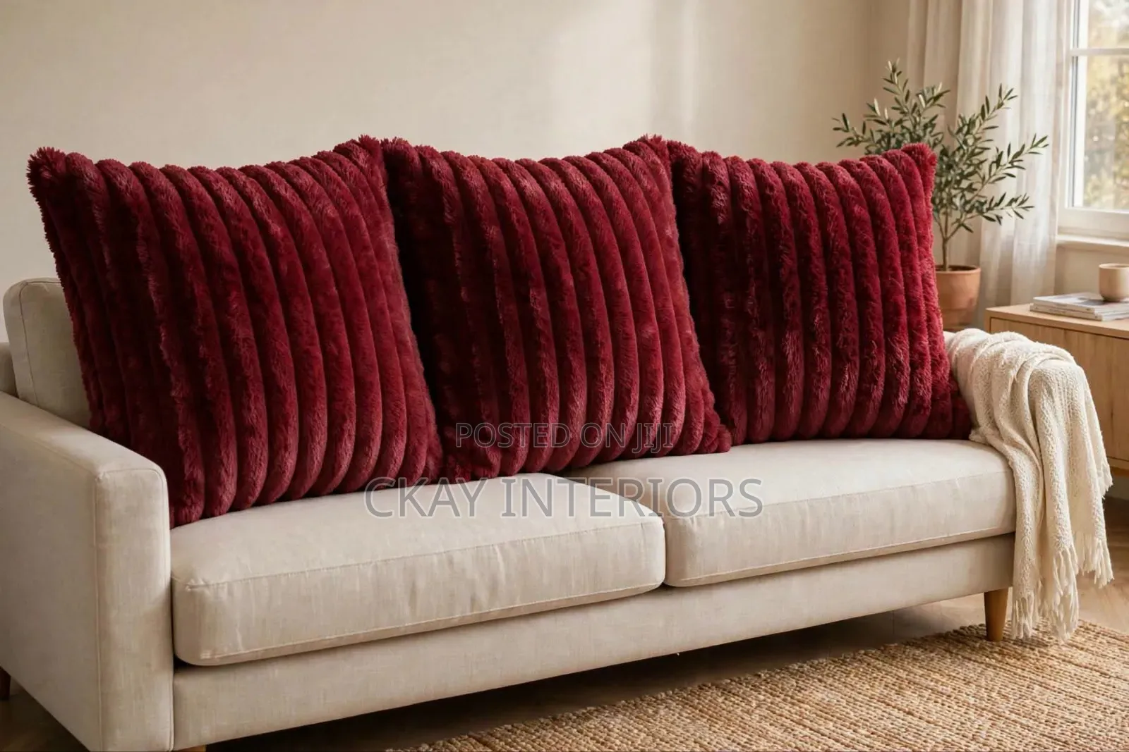 White and Maroon Velvet Throw Pillow Cases