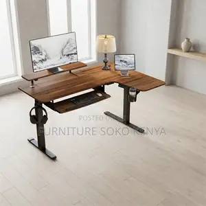 Office Desk; 140cm Adjustable Electric L Extended Desk