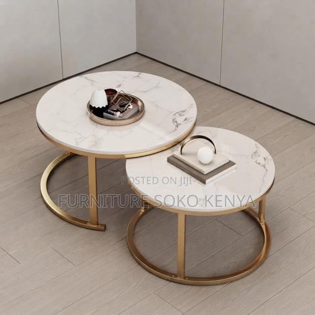 Coffee Table; Round Marble Pair Coffee Table - main view