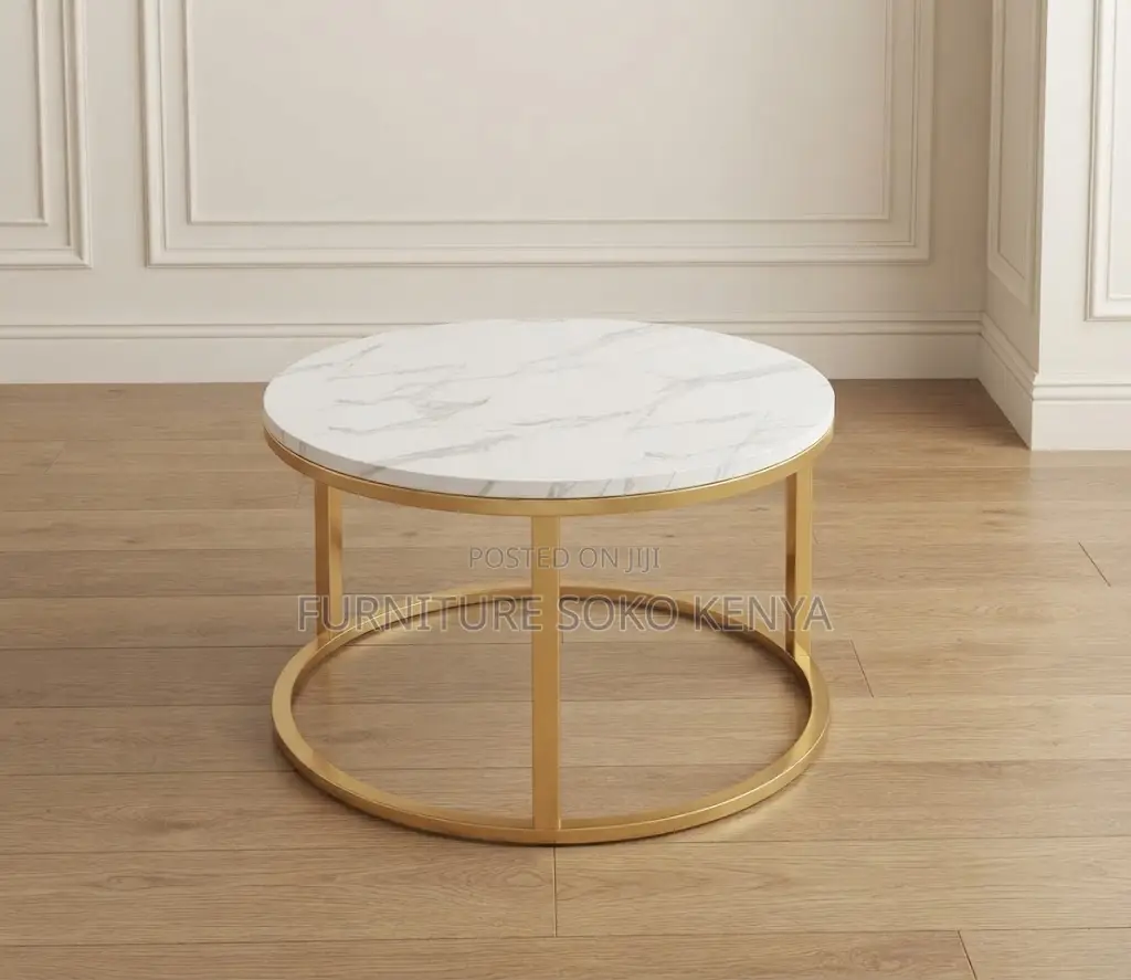 Coffee Table; Round Marble Pair Coffee Table