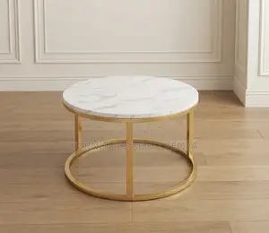 Coffee Table; Round Marble Pair Coffee Table
