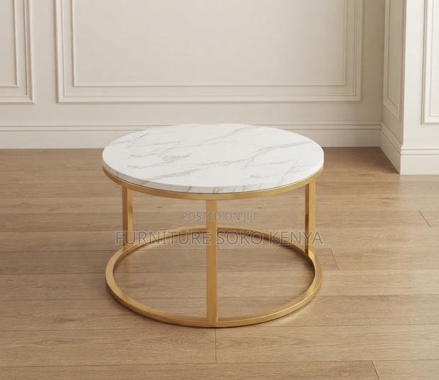Coffee Table; Round Marble Pair Coffee Table - thumbnail 2