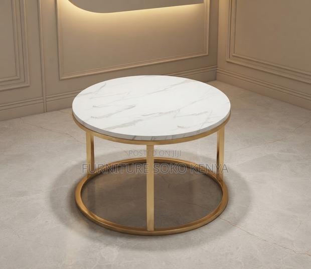 Coffee Table; Round Marble Pair Coffee Table - thumbnail 3