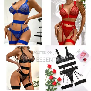 Sexy Mesh Lingerie Set With Garter Belt
