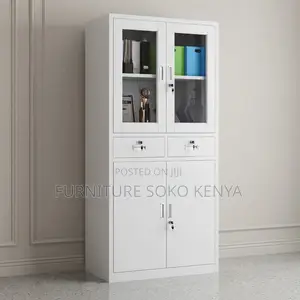 Office Cabinet; Two Doors Documents Storage Cabinet With Glass View