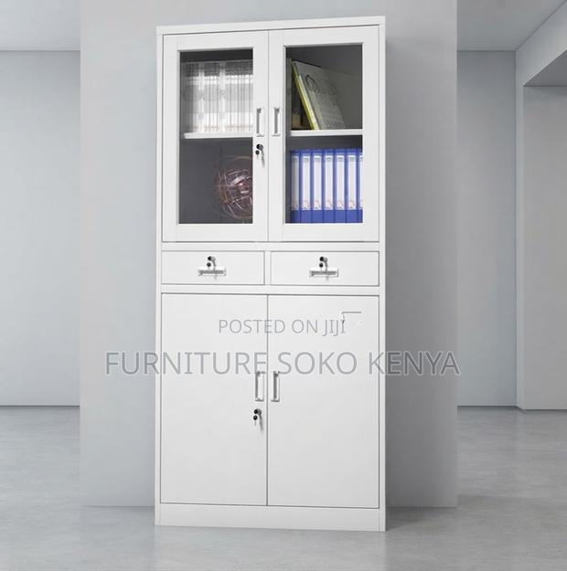 Office Cabinet; Two Doors Documents Storage Cabinet With Glass View - thumbnail 2