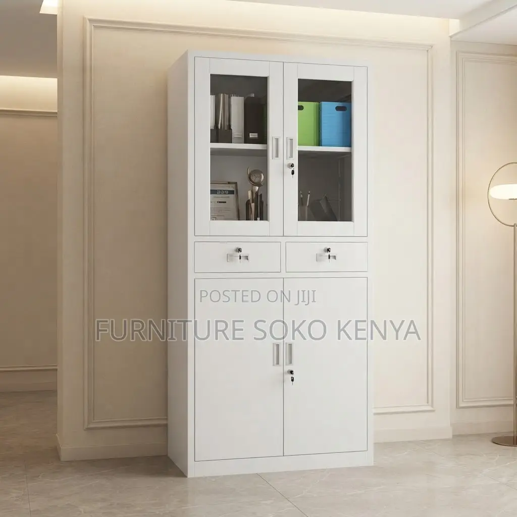 Office Cabinet; Two Doors Documents Storage Cabinet With Glass View