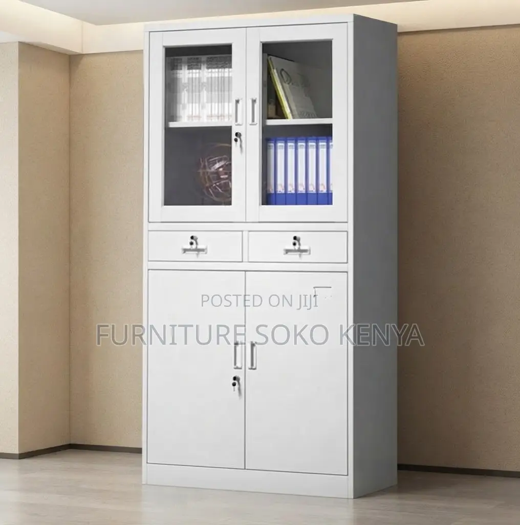 Office Cabinet; Two Doors Documents Storage Cabinet With Glass View