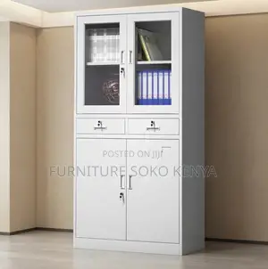 Office Cabinet; Two Doors Documents Storage Cabinet With Glass View