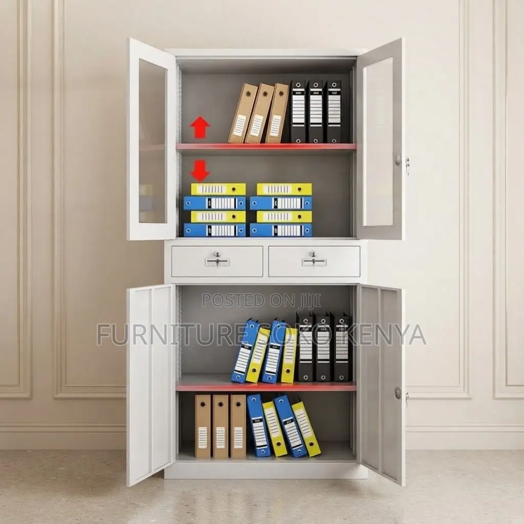 Office Cabinet; Two Doors Documents Storage Cabinet With Glass View
