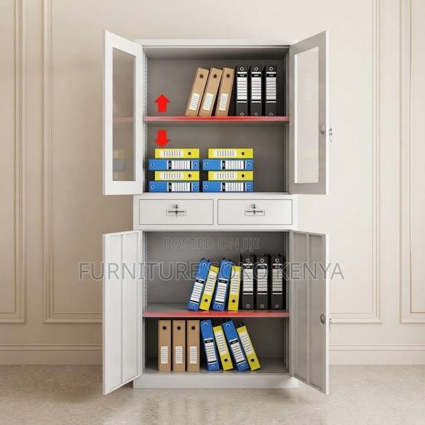 Office Cabinet; Two Doors Documents Storage Cabinet With Glass View - thumbnail 5
