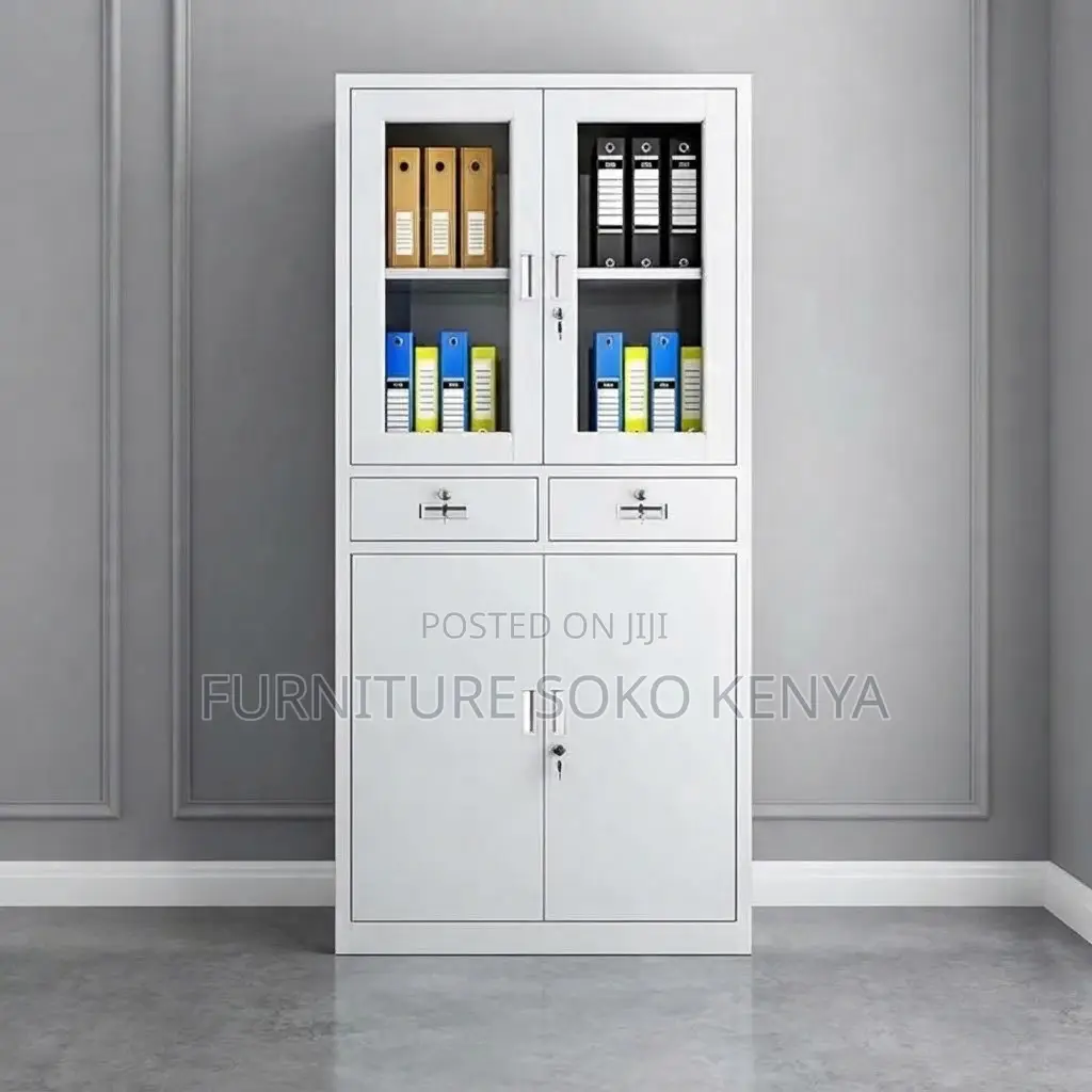 Office Cabinet; Two Doors Documents Storage Cabinet With Glass View