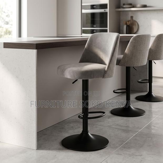 Barstool; Soft Adjustable Height Swivel Modern Barstools - thumbnail 6