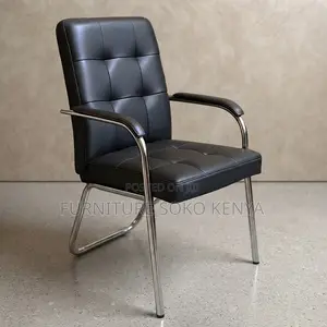 Office Chairs; Leather Cushioned Mid Back Office Reception Seat