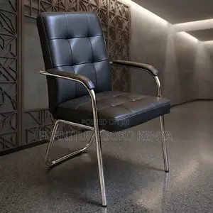 Office Chairs; Leather Cushioned Mid Back Office Reception Seat