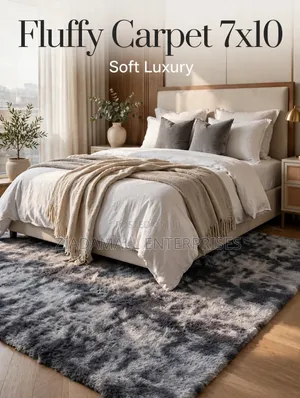 Fluffy Carpet 7x10 - Luxury Soft Shaggy Carpet - Grey