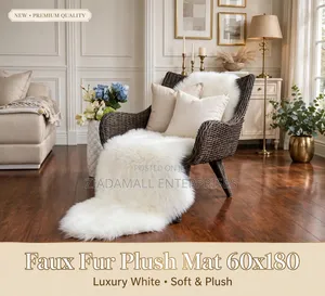 Faux Fur Plush Mat 60x180 - Blue Bedside Floor Runner Mat
