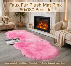 Faux Fur Plush Mat 60x180 - Pink Bedside Floor Mat - Luxury